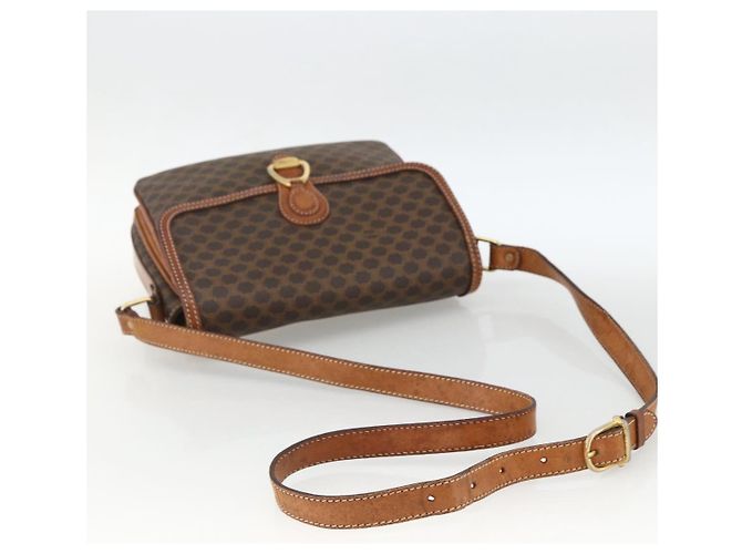 Céline Borsa a Spalla in Tela Macadam CELINE in Pelle PVC Marrone Oro Auth ka2871 D'oro - vista 7