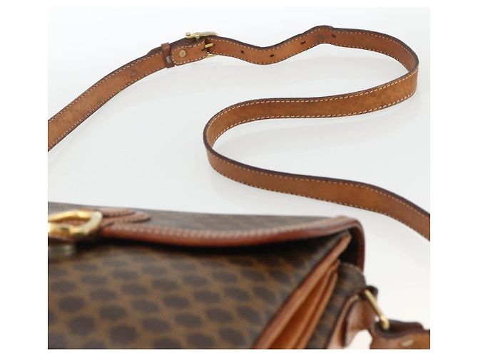 Céline Borsa a Spalla in Tela Macadam CELINE in Pelle PVC Marrone Oro Auth ka2871 D'oro - vista 8