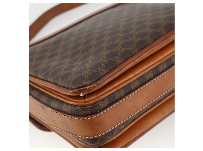 Céline Borsa a Spalla in Tela Macadam CELINE in Pelle PVC Marrone Oro Auth ka2871 D'oro - vista 9