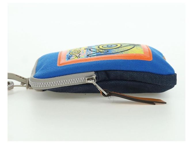 LOEWE Pochette in Tela Blu Argento Auth LNZ470M - vista 3