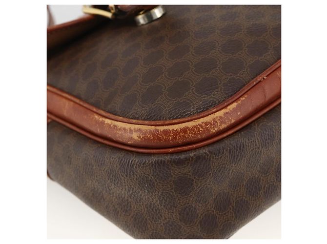 Céline Borsa a Spalla in Tela Macadam CELINE in Pelle PVC Marrone Oro Auth bs33742 D'oro - vista 16