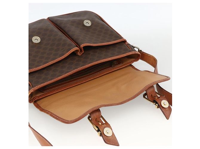 Céline Borsa a Spalla in Tela Macadam CELINE in Pelle PVC Marrone Oro Auth bs33742 D'oro - vista 18