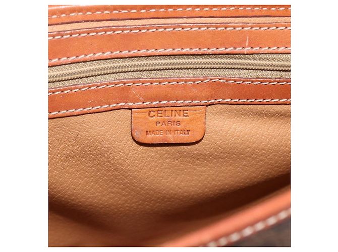 Céline Borsa a Spalla in Tela Macadam CELINE in Pelle PVC Marrone Oro Auth bs33742 D'oro - vista 19