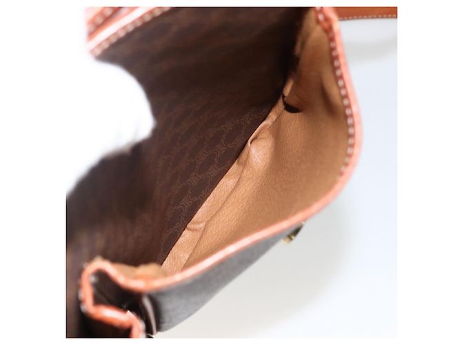 Céline Borsa a Spalla in Tela Macadam CELINE in Pelle PVC Marrone Oro Auth bs33742 D'oro - vista 24