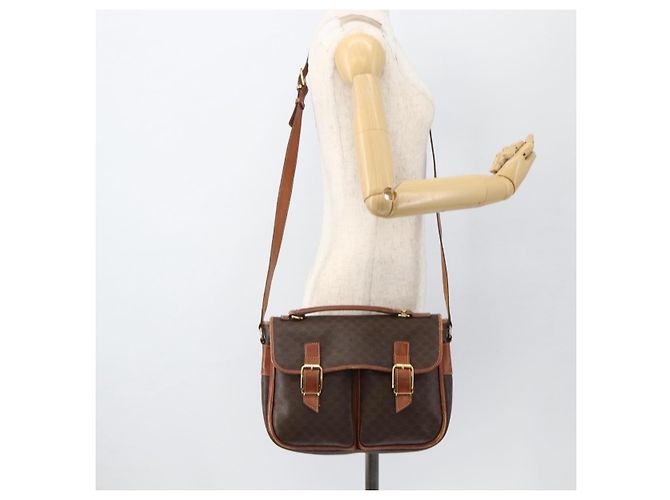 Céline Borsa a Spalla in Tela Macadam CELINE in Pelle PVC Marrone Oro Auth bs33742 D'oro - vista 25