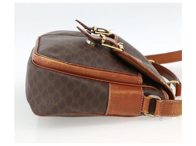 Céline Borsa a Spalla in Tela Macadam CELINE in Pelle PVC Marrone Oro Auth bs33742 D'oro - vista 4