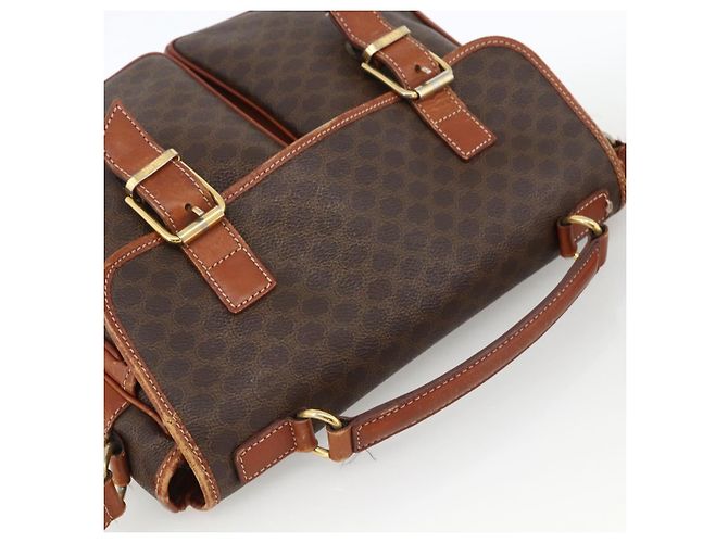 Céline Borsa a Spalla in Tela Macadam CELINE in Pelle PVC Marrone Oro Auth bs33742 D'oro - vista 6