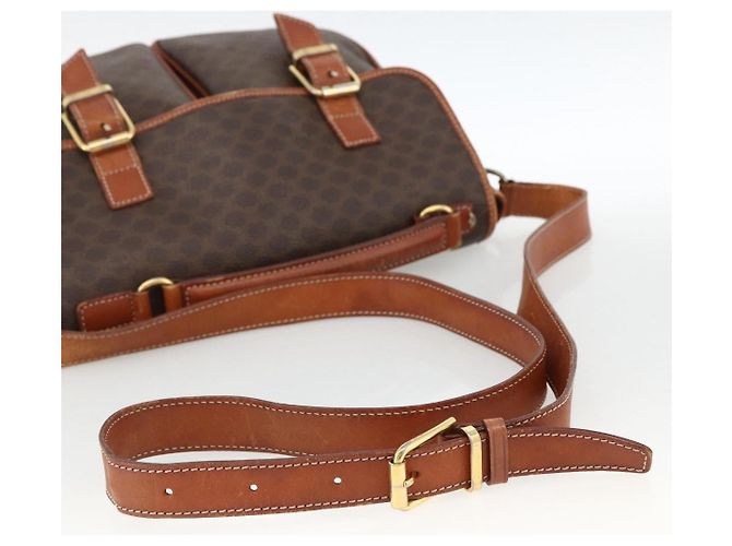 Céline Borsa a Spalla in Tela Macadam CELINE in Pelle PVC Marrone Oro Auth bs33742 D'oro - vista 8