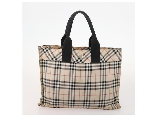 Borsa in nylon Burberry Nova Check Blue Label 5 pezzi Nero Blu Auth fm5240 Beige - vista 12