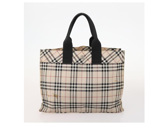 Borsa in nylon Burberry Nova Check Blue Label 5 pezzi Nero Blu Auth fm5240 Beige - vista 13