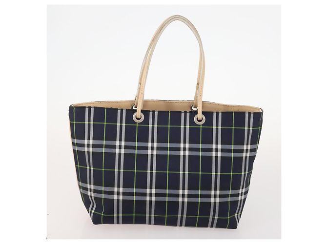 Borsa in nylon Burberry Nova Check Blue Label 5 pezzi Nero Blu Auth fm5240 Beige - vista 17