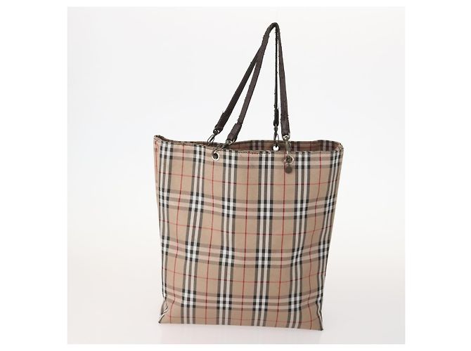 Borsa in nylon Burberry Nova Check Blue Label 5 pezzi Nero Blu Auth fm5240 Beige - vista 2