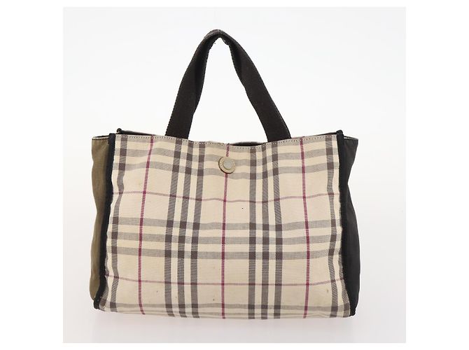 Borsa in nylon Burberry Nova Check Blue Label 5 pezzi Nero Blu Auth fm5240 Beige - vista 22