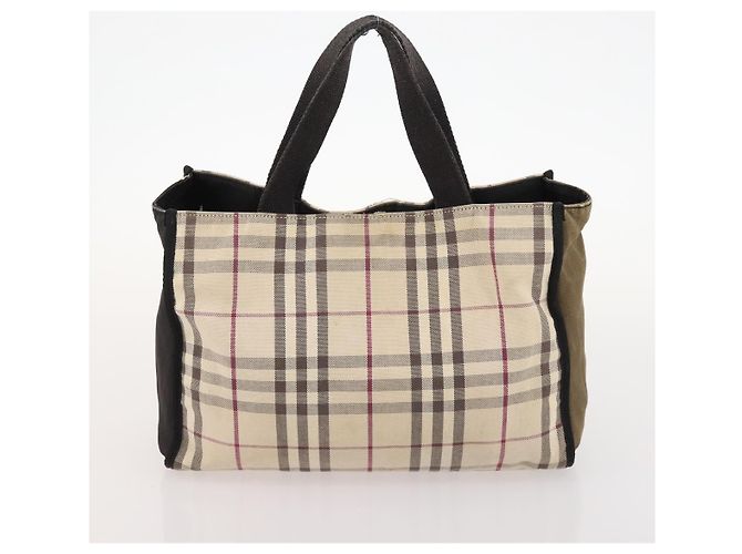 Borsa in nylon Burberry Nova Check Blue Label 5 pezzi Nero Blu Auth fm5240 Beige - vista 23