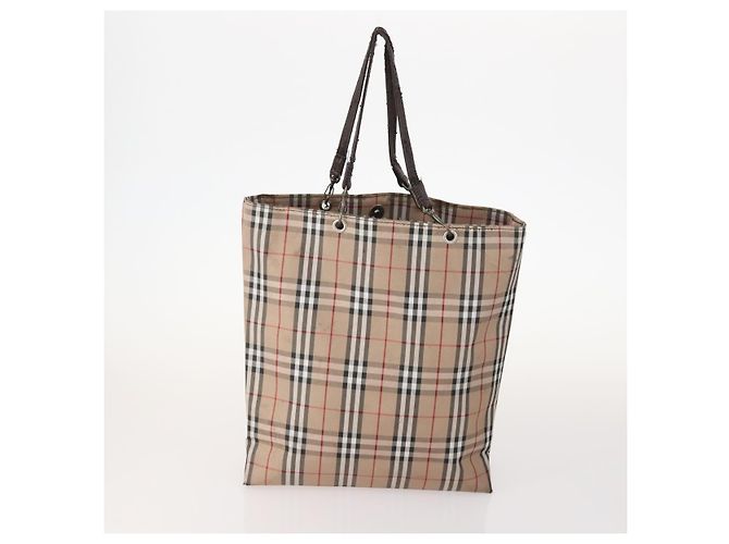 Borsa in nylon Burberry Nova Check Blue Label 5 pezzi Nero Blu Auth fm5240 Beige - vista 3