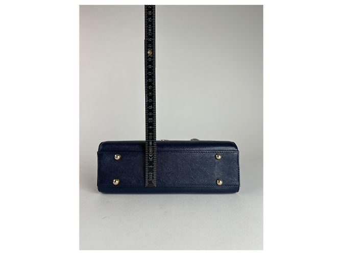Vintage Courreges Lederhandtasche Marineblau - Ansicht 10