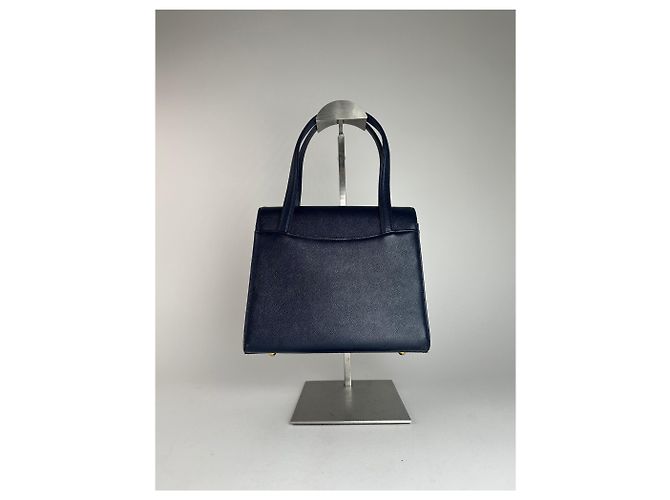 Vintage Courreges Lederhandtasche Marineblau - Ansicht 2