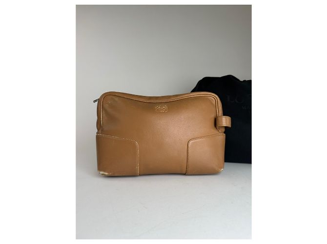 Clutch in pelle vintage Loewe Madrid logo marrone Cammello - vista 6