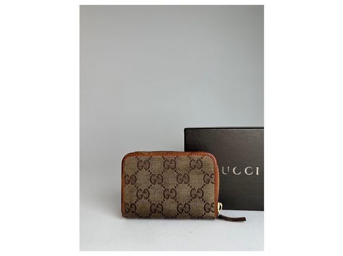Vintage Gucci Monogramm Canvas Leder Kartenhalter Beige Braun - Ansicht 2