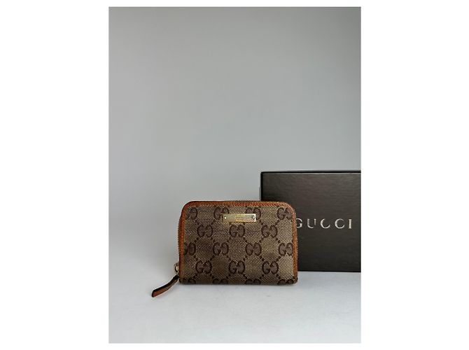Vintage Gucci Monogramm Canvas Leder Kartenhalter Beige Braun - Ansicht 6