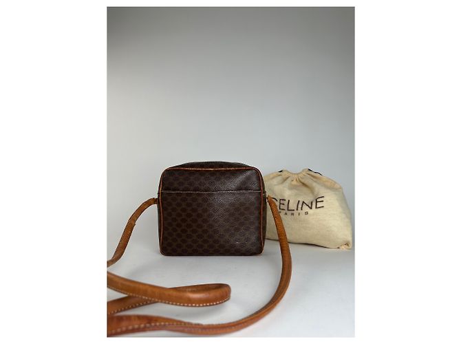 Céline Vintage Celine Paris Triomphe Monogramm Leder Schultertasche Braun - Ansicht 2