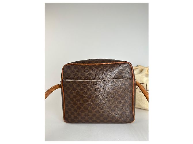 Céline Vintage Celine Paris Triomphe Monogramm Leder Schultertasche Braun - Ansicht 7