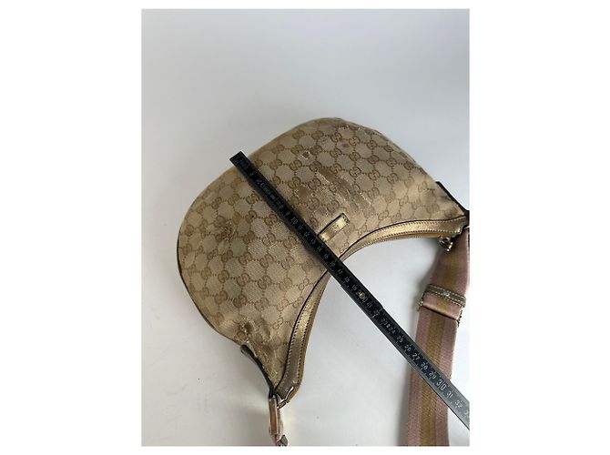 Vintage Gucci Croissant Canvas Monogram Multiway Tasche Gold Beige - Ansicht 10