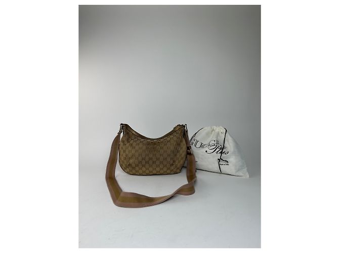 Vintage Gucci Croissant Canvas Monogram Multiway Tasche Gold Beige - Ansicht 2
