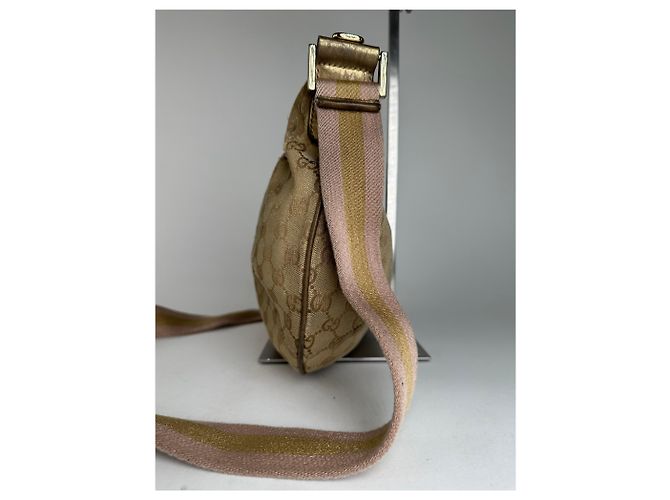 Vintage Gucci Croissant Canvas Monogram Multiway Tasche Gold Beige - Ansicht 3