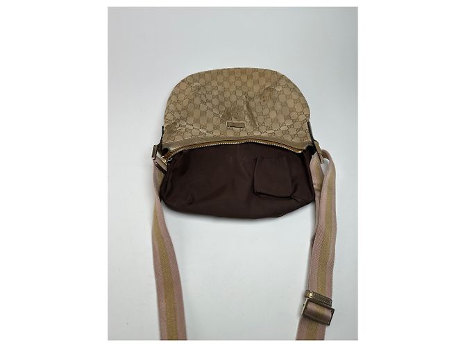 Vintage Gucci Croissant Canvas Monogram Multiway Tasche Gold Beige - Ansicht 4