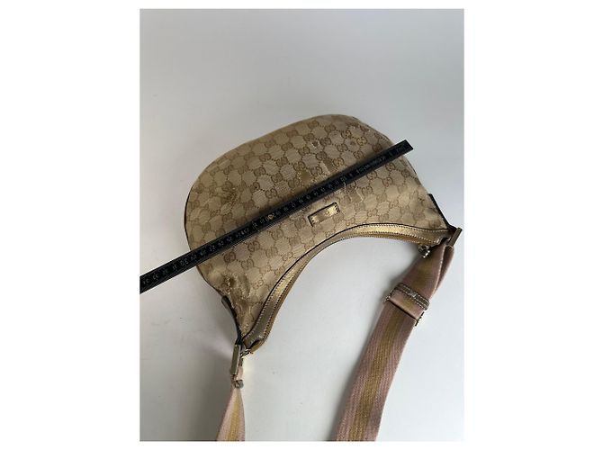 Vintage Gucci Croissant Canvas Monogram Multiway Tasche Gold Beige - Ansicht 9