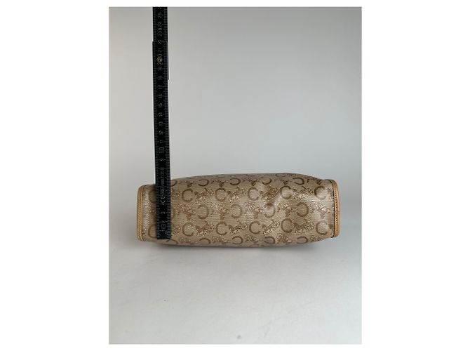 Céline Clutch in pelle beige e marrone con logo Triomphe Cariage di Celine Paris vintage - vista 10