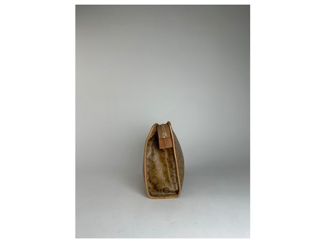 Céline Clutch in pelle beige e marrone con logo Triomphe Cariage di Celine Paris vintage - vista 4