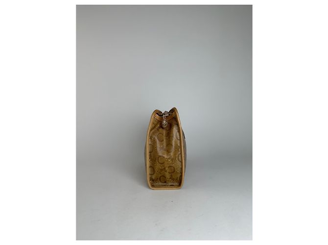 Céline Clutch in pelle beige e marrone con logo Triomphe Cariage di Celine Paris vintage - vista 6