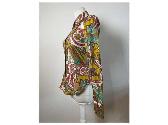Etro Vintage Emilio Pucci abstraktes Seidenhemd Mehrfarbig 40/L Mehrfarben - Ansicht 5