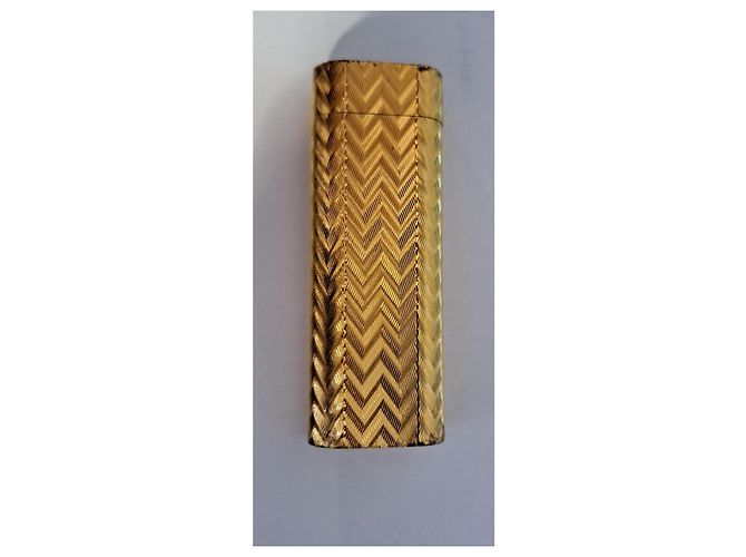 Accendino ovale a strisce a zigzag Cartier Gold hardware - vista 6