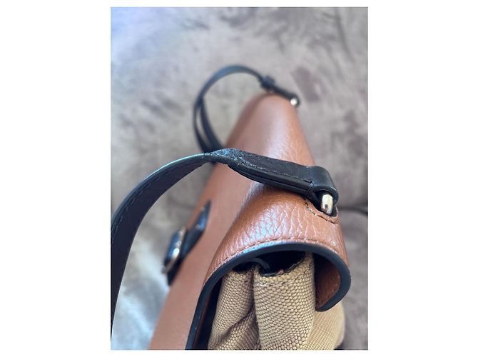 Burberry Shellwood Tasche Canvas mit Leder Braun Schwarz Beige - Ansicht 10