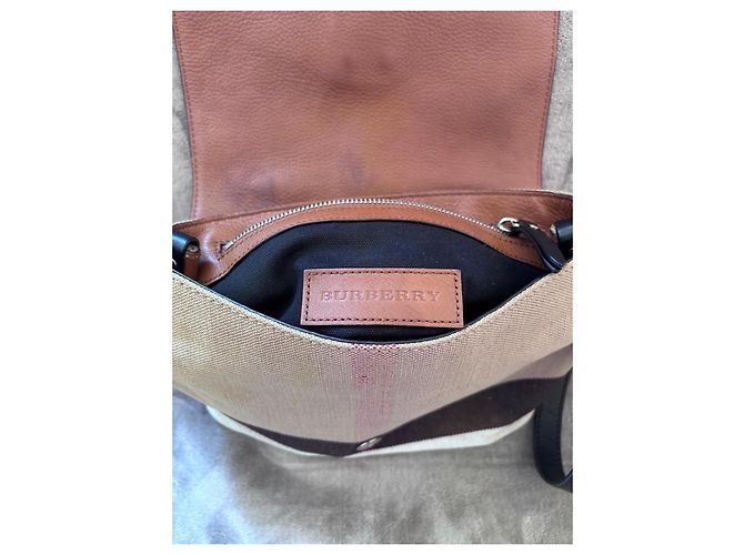 Burberry Shellwood Tasche Canvas mit Leder Braun Schwarz Beige - Ansicht 12