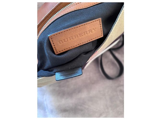 Burberry Shellwood Tasche Canvas mit Leder Braun Schwarz Beige - Ansicht 14