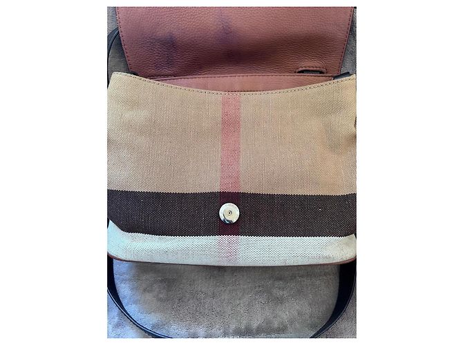 Burberry Shellwood Tasche Canvas mit Leder Braun Schwarz Beige - Ansicht 4