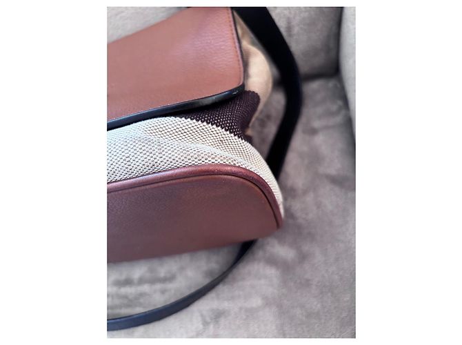 Burberry Shellwood Tasche Canvas mit Leder Braun Schwarz Beige - Ansicht 5