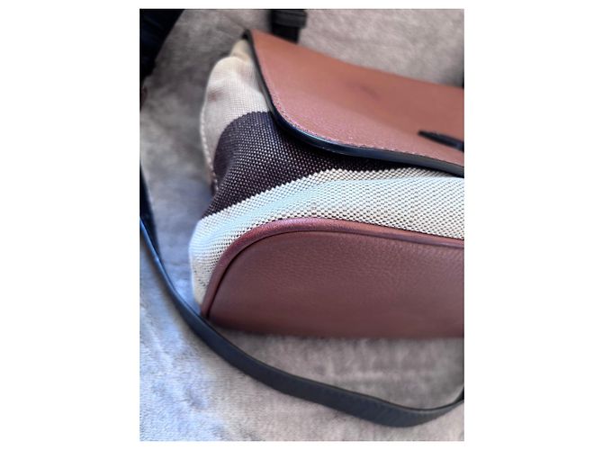 Burberry Shellwood Tasche Canvas mit Leder Braun Schwarz Beige - Ansicht 6