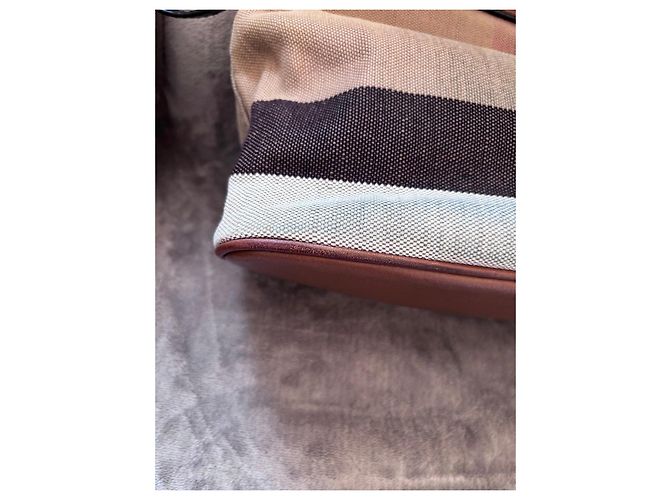 Burberry Shellwood Tasche Canvas mit Leder Braun Schwarz Beige - Ansicht 9