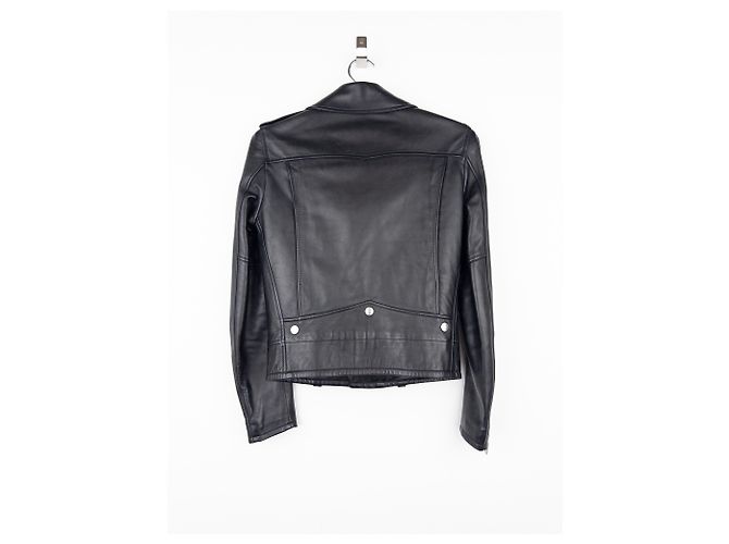 Saint Laurent AW17 Perfecto Biker Patch Lederjacke Schwarz - Ansicht 2