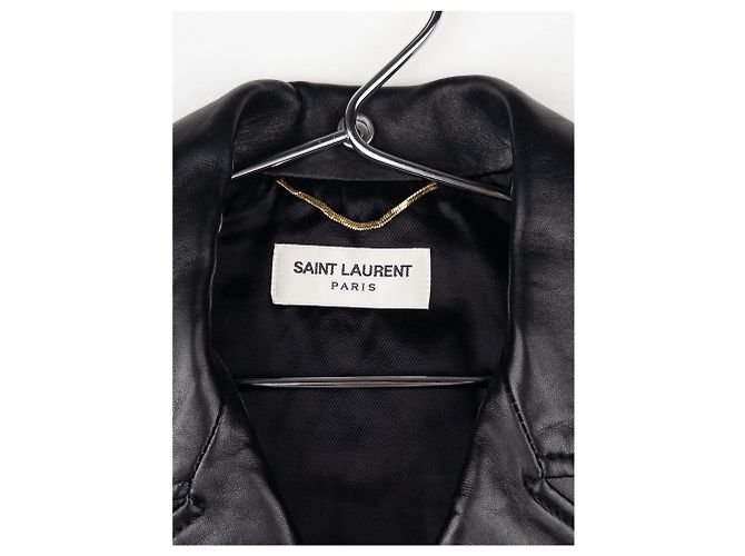 Saint Laurent AW17 Perfecto Biker Patch Lederjacke Schwarz - Ansicht 7