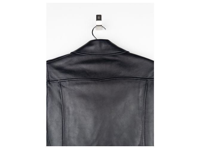 Saint Laurent AW17 Perfecto Biker Patch Lederjacke Schwarz - Ansicht 8