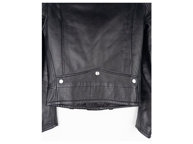 Saint Laurent AW17 Perfecto Biker Patch Lederjacke Schwarz - Ansicht 9