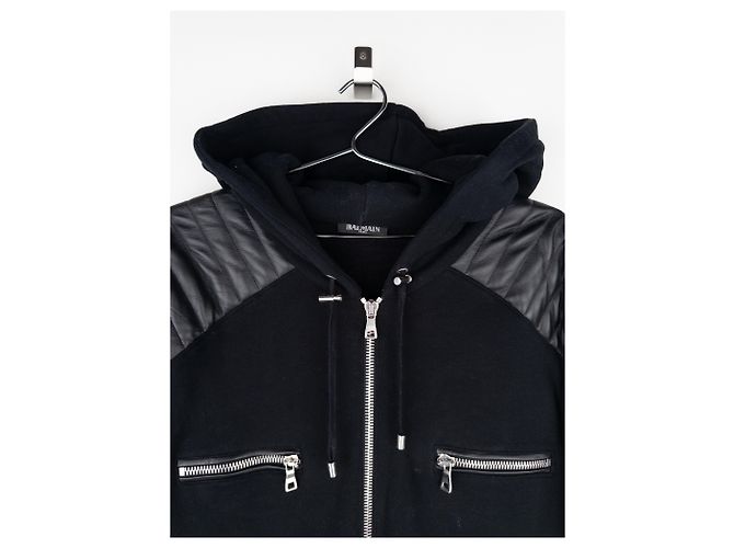 Balmain by Olivier Rousteing 2010s Leather Biker Zip-Hoodie - view 3