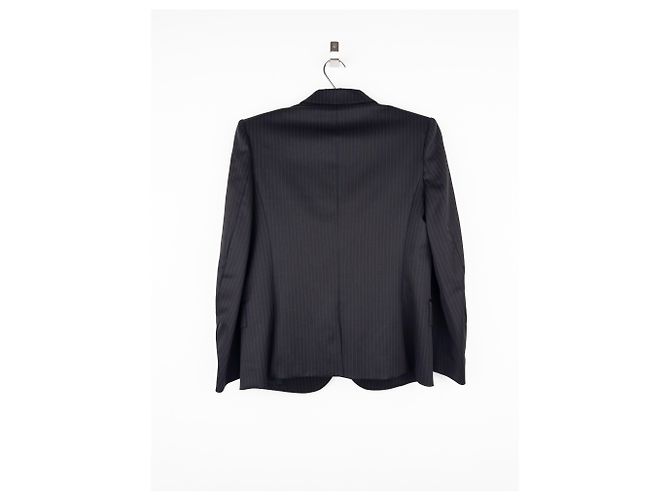 Blazer a rayas con pin de insignia bordado Safety Pin de Balmain por Decarnin SS11 - vista 2