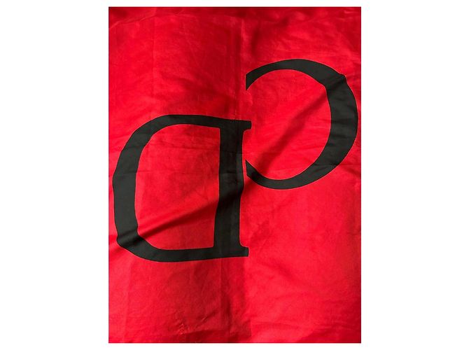 Foulard in Seta Dior Rosso e Nero Logo CD - vista 5